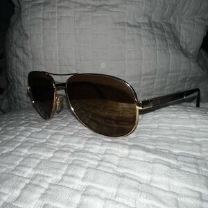 CHANEL Gold/brown Aviator sunglasses